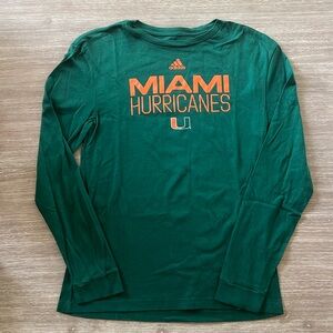 ADIDAS MIAMI HURRICANES Long Sleeve TShirt Sz S (Pre-Owned)